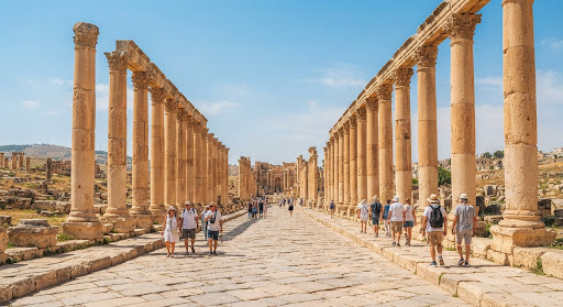 The colonnaded Roman street of Jerash